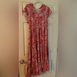 Old Navy Red and White Paisley Maxi Dress